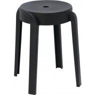 Home&Styling Astora Bijzet Krukje - Ø34xH45cm - Kunststof - Zwart - Kleur Zwart - Pootjes Ja - Materiaal Kunststof