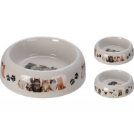 Dogs Collection Hondenvoerbak met Afbeelding - Ø16cm - Plastiek - Kleur Wit - Eigenschappen Zonder standaard - Vorm Rond - Materiaal Plastiek