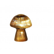 Paddenstoel met LED - 12x15cm - Glas - Bruin/Groen - 3ass - Type lamp LED - Dimbaar Nee - Kleur Bruin - Fitting Geïntegreerde LED - Materiaal Glas