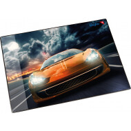 Bureauonderlegger Racewagen - 40x53cm - Plastiek - Oranje - Topper - Kleur Oranje