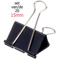 Foldbackclip - 15mm - Noir - 20 Pièces - Marque Merkloos - Type de matériel de fixation Clips