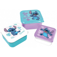 Stitch Snackbox - 12x12x6cm - Plastiek - Paars/Blauw - 3 Stuks - Merk Disney - Kleur Blauw,Paars