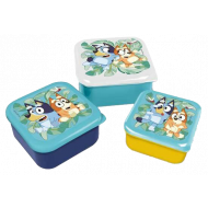 Bluey Snackbox - 12x12x6cm - Plastiek - Blauw - 3 Stuks - Kleur Blauw