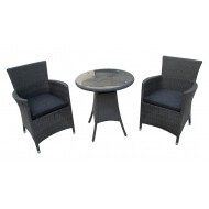 Wicker Bistroset Praag - grijs - Topper - Merk DDD - Kleur kussens Grijs  - Materiaal Kunststof - Aantal zitplaatsen 2 - Kleur Grijs