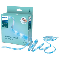 Philips Ambiance Bande LED RGB - Dimmable - Avec bande adhésive 3M - 5 m - Nouveau depuis 05/02/2025 - Marque Philips - Dimmable Oui - Nombre de points lumineux plus de 3 - Matériel Matière plastique - Type de lampe LED - Couleur Multicolore - Douilles Nv