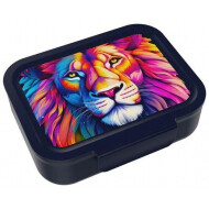 Lunch Buddies Lion Boîte à Lunch - 19,3x15,8x6cm - Plastique - Noir - Couleur Noir