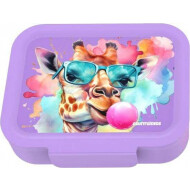 Lunch Buddies Funny Animals Girafe Boîte à Lunch - 19,3x15,8x6cm - Plastique - Violet - Couleur Violet