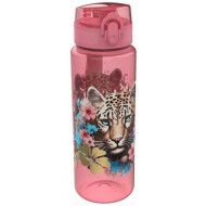 Lunch buddies Leopard Flower Waterfles - 600ml - Plastiek - Roze - Inhoud 600 ml - Kleur Roze