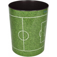 Läufer Corbeille à Papier Terrain de Football - 13L - Ø24,5x30cm - Plastique - Forme n/A - Couleur Vert - Contenu 13 l