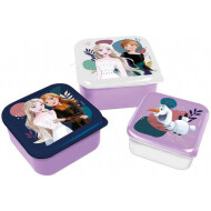 Frozen Snackbox - 12x12x6cm - Plastiek - Paars - 3 Stuks - Merk Disney - Kleur Paars