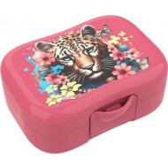 Lunch Buddies Leopard Flower Boîte à Lunch- 13x9,5x5cm - Plastique - Rose - Couleur Rose