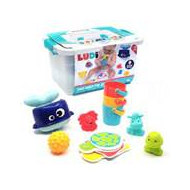 Ludi Badkoffer Badspeelgoed - Badboek/Sproeiers/Kopjes/Bal/Zuignap Walvis - Vanaf 10 Maanden - Leeftijd vanaf 10 maanden