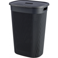 Curver Filo Wasmand met deksel - Antraciet - 55L - Topper - Merk Curver - Kleur Donkergrijs - Materiaal Kunststof - Inhoud 55 l