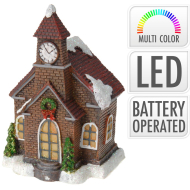 Kersthuisje met LED - 8x8,5x11cm - 5ass