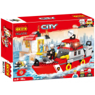 Cogo City Set de Construction - Bateau de Pompiers avec Lumière - Marque DDD Toys - Age à partir de 6 ans