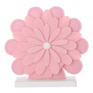 Décoration fleur en bois avec socle 13cm - Rose - Marque DDD