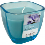 Spaas Waterflowers Bougie Parfumée en Verre - 30h de Combustion - Bleu - Nombre d'heures de combustion 30h