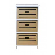 Ladekast Otis - 3 Laden - 41x38x73cm - Hout - Wit/ Hout - Aantal lades 3 - Kleur Wit,Hout