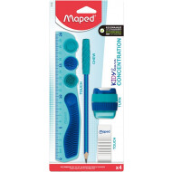 Maped Kidy Learn Kit de Fournitures Scolaires Concentration - Bleu - 4 pièces - Marque Maped - Type d'écriture Crayon général