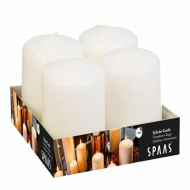 Spaas Cilinderkaars - 18u Brandduur - Ø5x8cm - Wit - 4 Stuks - Aantal branduren 18u