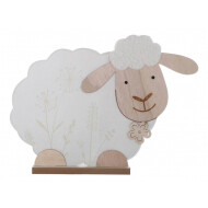 Decoratie Houten Schaap op Voet - Wit - 43cm - Merk DDD