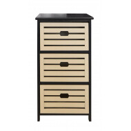 Ladekast Otis - 3 Laden - 41x38x73cm - Hout - Zwart/ Hout - Kleur Zwart,Hout - Aantal lades 3