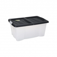 Excellent Houseware Opbergdoos - 60x40x27cm - 39L - Kunststof - Transparant - Kleur Transparant,Zwart - Opties Op wieltjes - Inhoud 39 l - Materiaal Kunststof