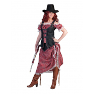 Robe Déguisement Cowgirl Denim Ranger Long - Taille 48*/50 - Sexe Dames - Taille  48/50