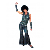 Déguisement Disco Combinaison Bleue Boogie Queen - Taille 40/42 - Sexe Dames - Taille  40/42