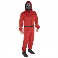 Kostuum Squid Game rood pak + masker - Maat One Size - Geslacht Unisex