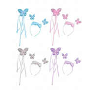 Ensemble papillon diadème + bâton - 4 couleurs différentes