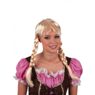 Blonde Pruik Heidi met vlechtjes