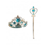 Ensemble princesse diadème + baguette avec pierres bleues