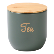 Voorraaddoos thee 12x12cm - Merk DDD - Materiaal Keramiek - Kleur Groen