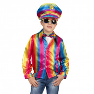 Pride Regenboog Disco hemd Jongen - Maat 164 - Maat 164 - Leeftijd vanaf 14 jaar - Geslacht Jongen