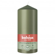 Bolsius Stompenkaars - 43u Brandduur - Ø68mm - 13cm - Fresh Olive - Merk Bolsius - Aantal branduren 43u - Geur Ongeparfumeerd - Kleur Groen
