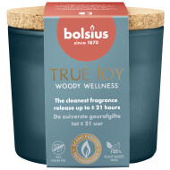 Bolsius True Joy Geurglas met Kurk - 21u Brandduur - Ø83mm - 6,6cm - Woody Wellness - Merk Bolsius - Aantal branduren 21u - Geur Oud Hout - Kleur Bruin