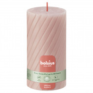 Bolsius Stompenkaars Rustiek Twisted- 60h Brandduur - Ø68mm - 13cm - Misty Pink - Merk Bolsius - Aantal branduren 60u