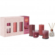 Bolsius Giftset Large Fruit Splash - Geurstokjes en Geurkaars - Pomegranate - 5 Delig - Merk Bolsius - Aantal branduren Nvt - Geur Granaatappel
