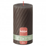 Bolsius Stompenkaars Rustiek Twisted- 60h Brandduur - Ø68mm - 13cm - Taupe - Merk Bolsius - Aantal branduren 60u