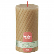 Bolsius Stompenkaars Rustiek Twisted - 60u Brandduur - Ø68mm - 13cm - Haver Beige - Merk Bolsius - Aantal branduren 60u