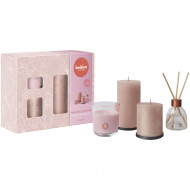 Bolsius Giftset Medium Whispers of Bloom - Geurstokjes en Geurkaars - Magnolia - 4 Delig - Merk Bolsius - Aantal branduren Nvt - Geur Magnolia