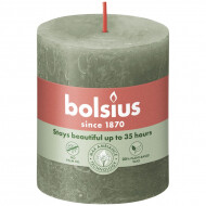 Bolsius Rustiek Stompkaars - 35u Brandduur - Ø68mm - H8cm - Fresh Olive - Merk Bolsius - Geur Ongeparfumeerd - Kleur Groen - Aantal branduren 35u