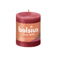 Bolsius Rustiek Stompkaars - 35u Brandduur - Ø68mm - H8cm - Delicate Red - Merk Bolsius - Aantal branduren 35u - Geur Ongeparfumeerd - Kleur Rood