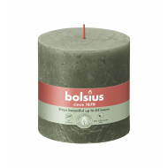 Bolsius Rustiek Stompkaars - 62u Brandduur - Ø100mm - H10cm - Fresh Olive - Merk Bolsius - Kleur Groen - Geur Ongeparfumeerd - Aantal branduren 62u