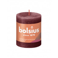 Bolsius Rustiek Stompkaars - 35u Brandduur - Ø68mm - H8cm - Velvet Red - Merk Bolsius - Kleur Rood - Geur Ongeparfumeerd - Aantal branduren 35u