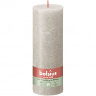 Bolsius Rustiek Stompkaars - 35u Brandduur - Ø70mm - H19cm - Sandy Grey - Merk Bolsius - Geur Ongeparfumeerd - Aantal branduren 35u - Kleur Grijs