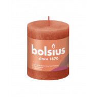 Bolsius Rustiek Stompkaars - 35u Brandduur - Ø68mm - H8cm - Earthy Orange - Merk Bolsius - Aantal branduren 35u - Kleur Oranje - Geur Ongeparfumeerd