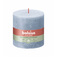 Bolsius Rustiek Stompkaars - 62u Brandduur - Ø100mm - H10cm - Sky Blue - Merk Bolsius - Aantal branduren 62u - Geur Ongeparfumeerd - Kleur Sky blauw