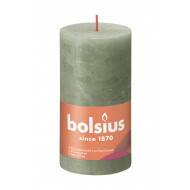 Bolsius Rustiek Stompkaars - 60u Brandduur - Ø68mm - H13cm - Fresh Olive - Merk Bolsius - Aantal branduren 60u - Geur Ongeparfumeerd - Kleur Groen